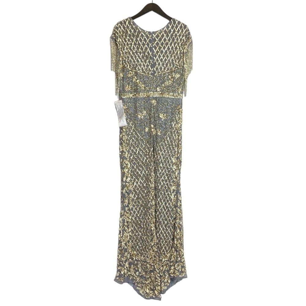 Mac Duggal High Neck Beaded Fringe Fitted Gown - Picture 7 of 17